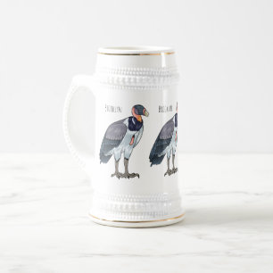 King vulture bird cartoon illustration beer stein