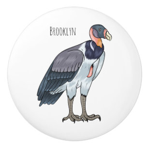 King vulture bird cartoon illustration  ceramic knob