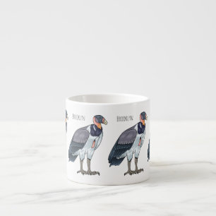 King vulture bird cartoon illustration  espresso cup