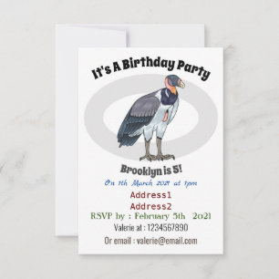 King vulture bird cartoon illustration  invitation