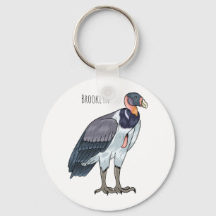 King vulture bird cartoon illustration keychain