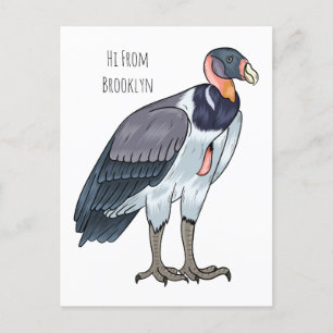 King vulture bird cartoon illustration  postcard