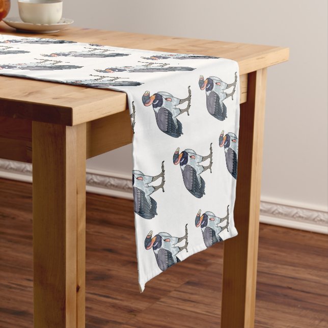 King vulture bird cartoon illustration short table runner (In Situ)