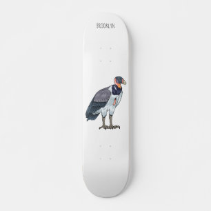 King vulture bird cartoon illustration  skateboard