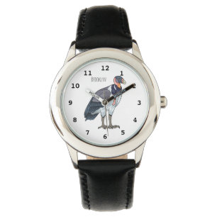 King vulture bird cartoon illustration  watch