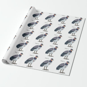 King vulture bird cartoon illustration wrapping paper