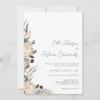 King White Protea Modern Calligraphy Wedding 
