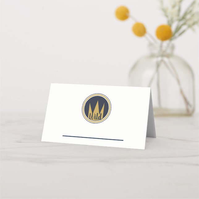 King Wild Thing Gold Crown Burlap Birthday Party Place Card (Front)