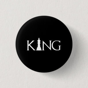 king with chess king piece 1 inch round button
