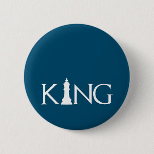 king with chess king piece 2 inch round button