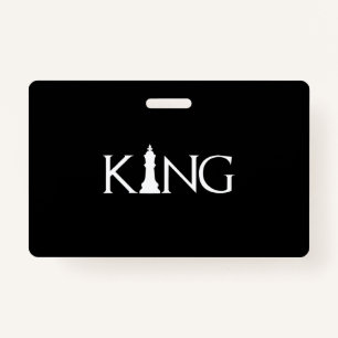 king with chess king piece badge