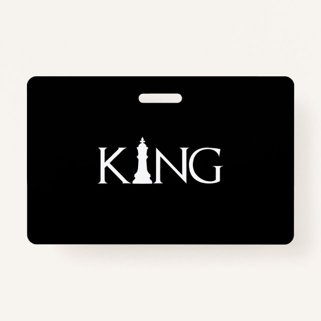 king with chess king piece badge (Front)