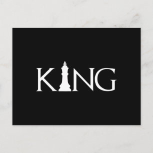 king with chess king piece invitation postcard