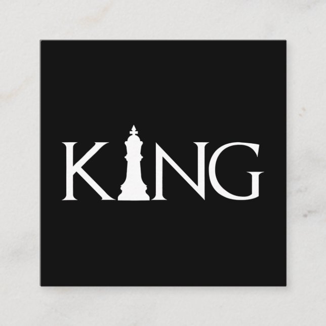 king with chess king piece square business card (Front)