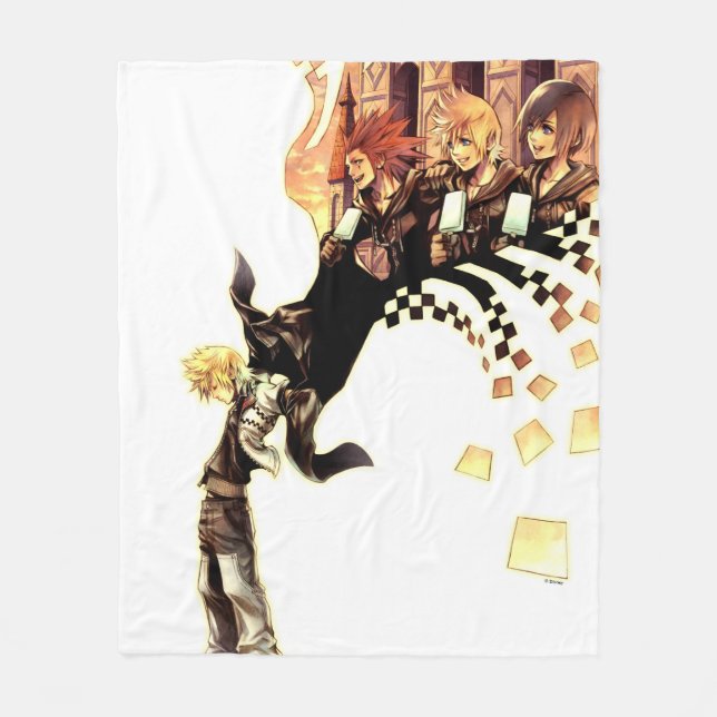 Kingdom Hearts: 358/2 Days | Roxas, Axel, & Xion Fleece Blanket (Front)