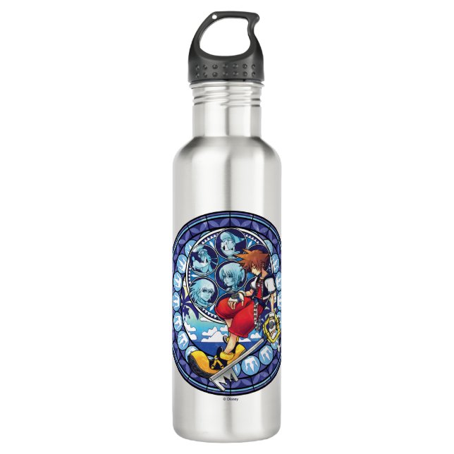 Kingdom Hearts | Blue Stained Glass Key Art 710 Ml Water Bottle (Front)