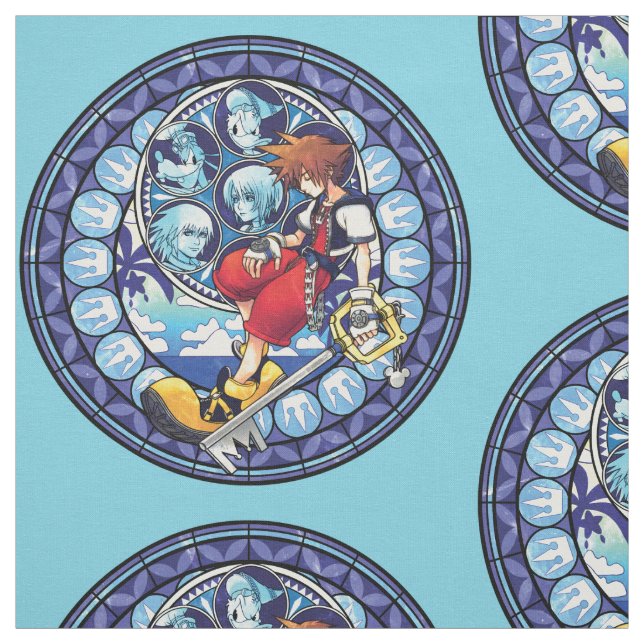 Kingdom Hearts | Blue Stained Glass Key Art Fabric (Swatch)