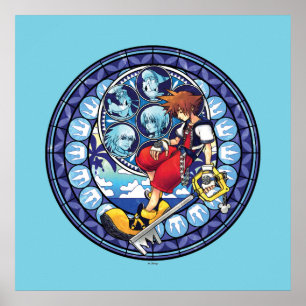 Kingdom Hearts   Blue Stained Glass Key Art Poster