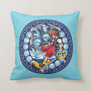 Kingdom Hearts   Blue Stained Glass Key Art Throw Pillow
