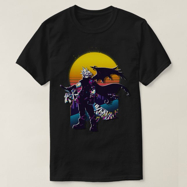 Kingdom Hearts Cloud Retrowave T-Shirt (Design Front)