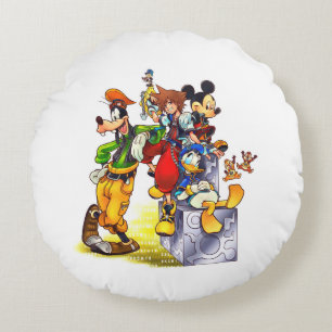 Kingdom Hearts: coded   Group Key Art Round Pillow