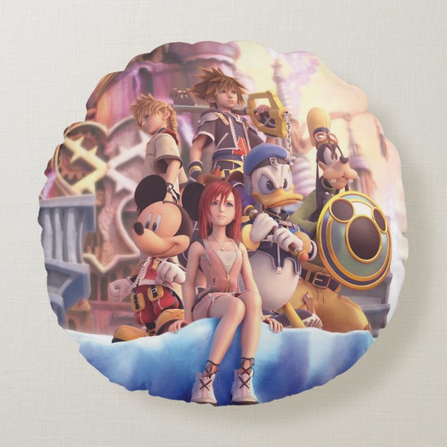 Kingdom Hearts II | Hollow Bastion Key Art Round Pillow (Front)