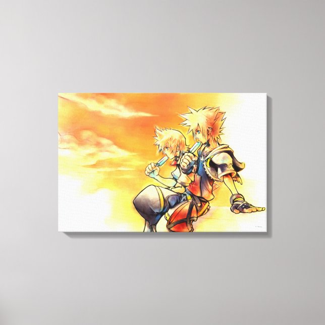 Kingdom Hearts II | Roxas & Sora Eating Ice Pops Canvas Print (Front)