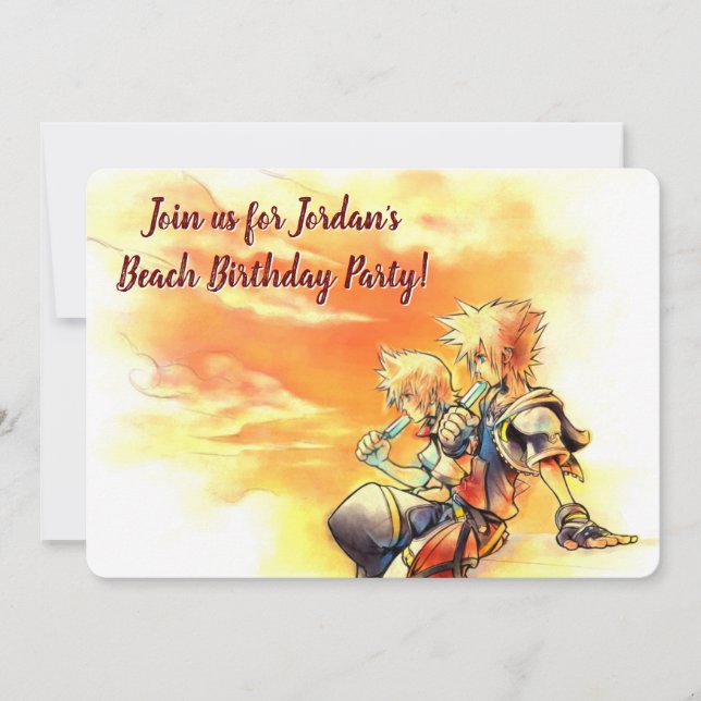 Kingdom Hearts II | Roxas & Sora Eating Ice Pops Invitation (Front)