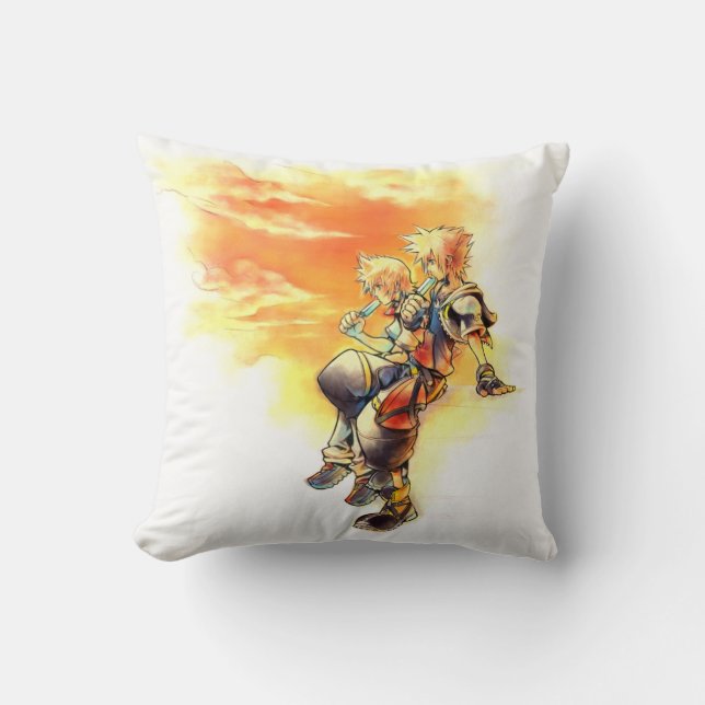 Kingdom Hearts II | Roxas & Sora Eating Ice Pops Throw Pillow (Front)