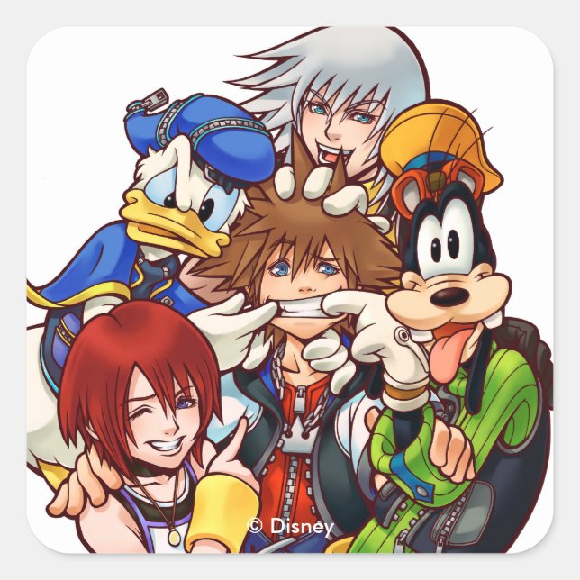 Kingdom Hearts | Main Cast Illustration Square Sticker (Front)
