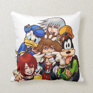 Kingdom Hearts   Main Cast Illustration Throw Pillow