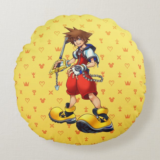 Kingdom Hearts | Sora Character Illustration Round Pillow (Front)