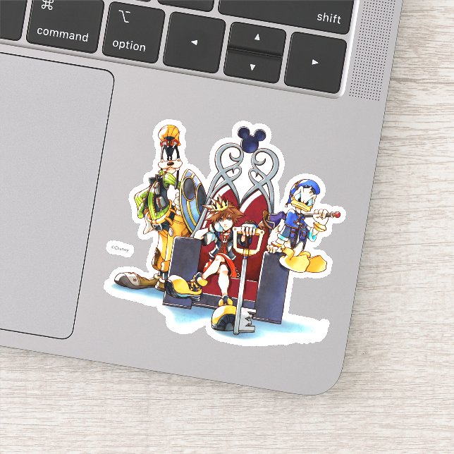 Kingdom Hearts | Sora, Donald, & Goofy On Throne (Detail)