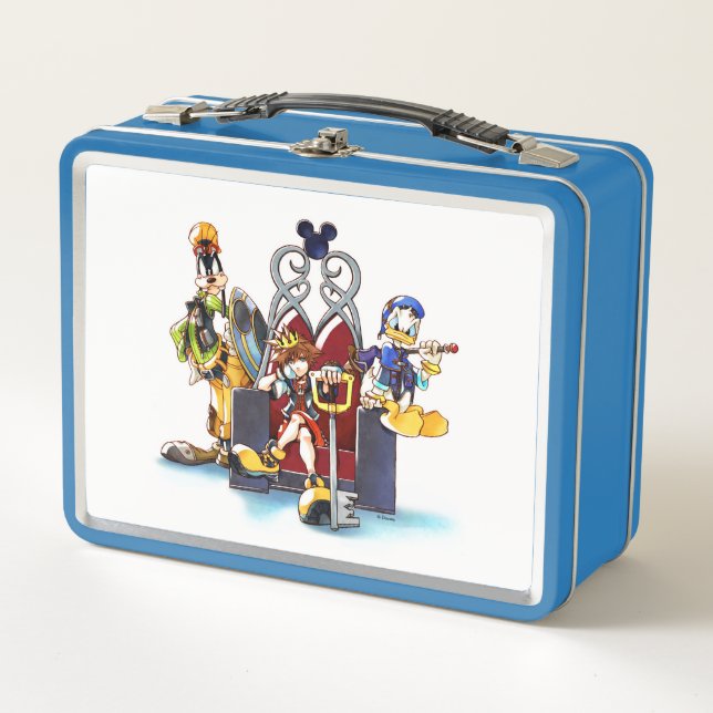 Kingdom Hearts | Sora, Donald, & Goofy On Throne Metal Lunch Box (Front)