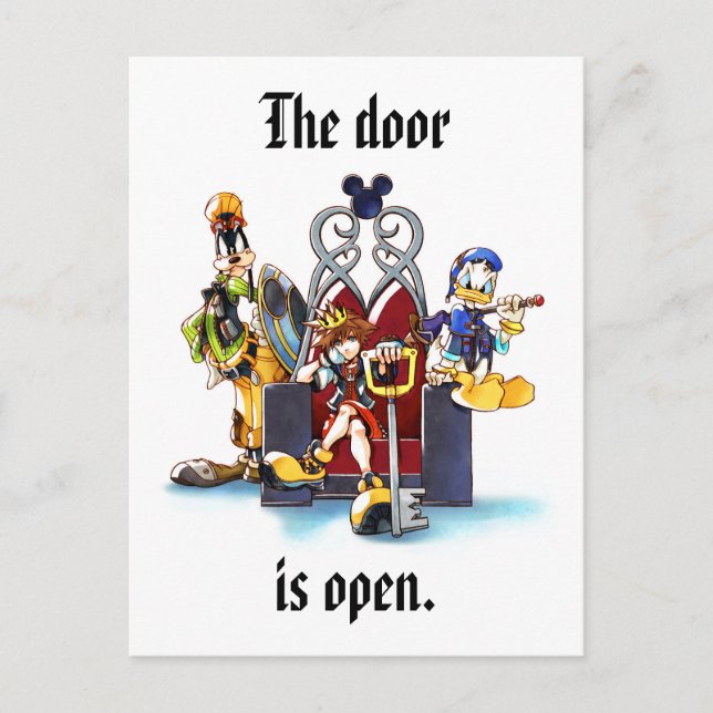 Kingdom Hearts | Sora, Donald, & Goofy On Throne Postcard (Front)