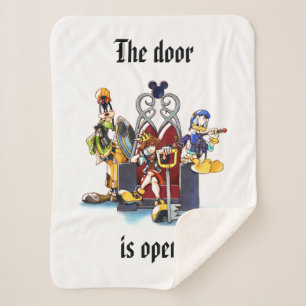 Kingdom Hearts   Sora, Donald, & Goofy On Throne Sherpa Blanket
