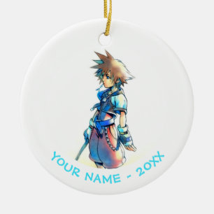 Kingdom Hearts   Sora On Beach Watercolor Ceramic Ornament
