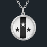Kingdom of Meridies Populace Badge Silver Plated Necklace<br><div class="desc">"Argent,  on a pale between in base two mullets sable,  in chief a mullet argent."</div>