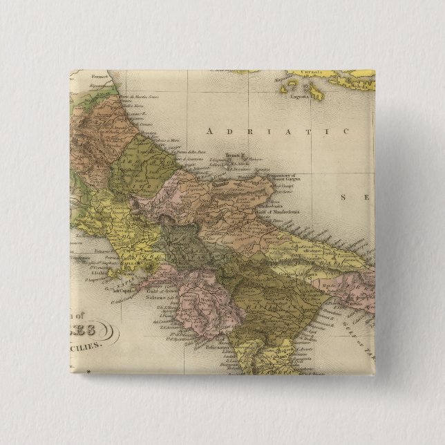 Kingdom of Naples or The Two Sicilies 2 Inch Square Button (Front)