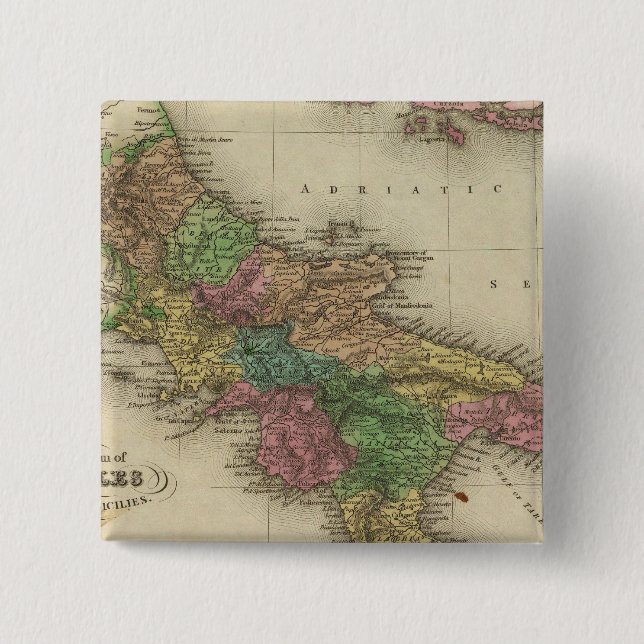 Kingdom of Naples or The Two Sicilies 2 Inch Square Button (Front)