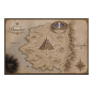 Kingdom of Panacher Fantasy Map Art Poster