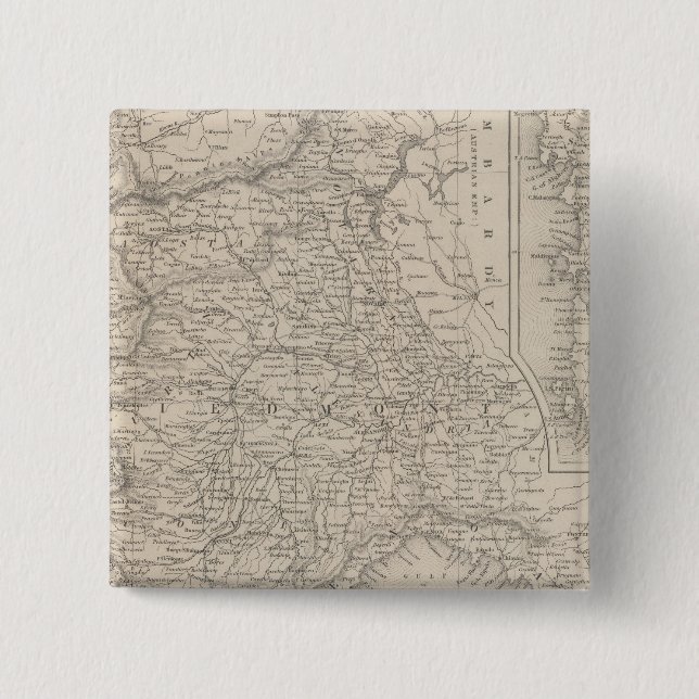 Kingdom of Sardinia 3 2 Inch Square Button (Front)