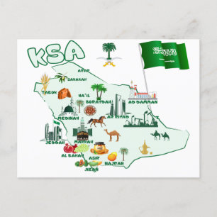 Kingdom of Saudi Arabia Map tourist attractions  Postcard