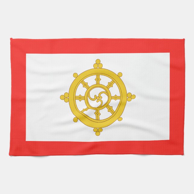 Kingdom of Sikkim Flag Kitchen Towel (Horizontal)