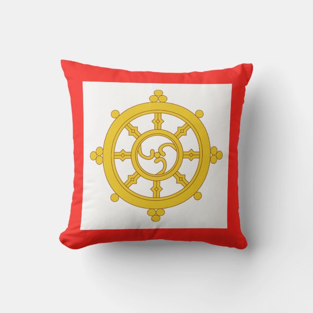 Kingdom of Sikkim Flag Throw Pillow (Front)