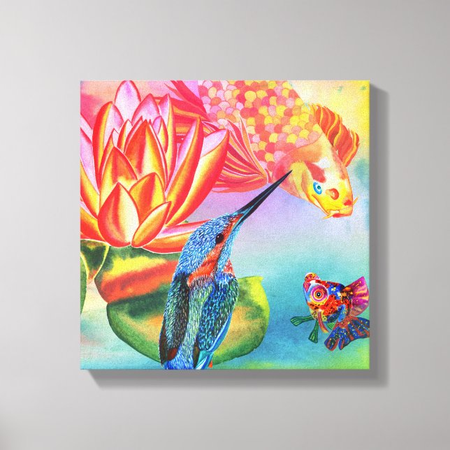 Kingfisher and Goldfish canvas print (Front)