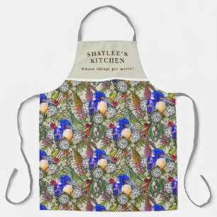Kingfisher and Native Australian Flowers  Apron