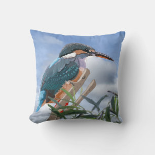 Kingfisher and Willow Reversible Throw Pillow