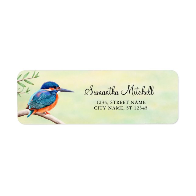 Kingfisher Aquarelle Bleu Orange Oiseau (Devant)