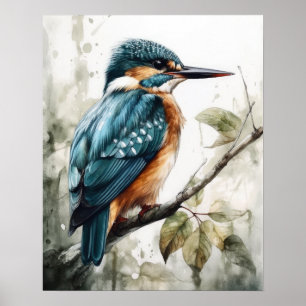Kingfisher Bird Art Print Poster